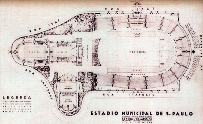 Mapa Antigo do Estádio do Pacaembu